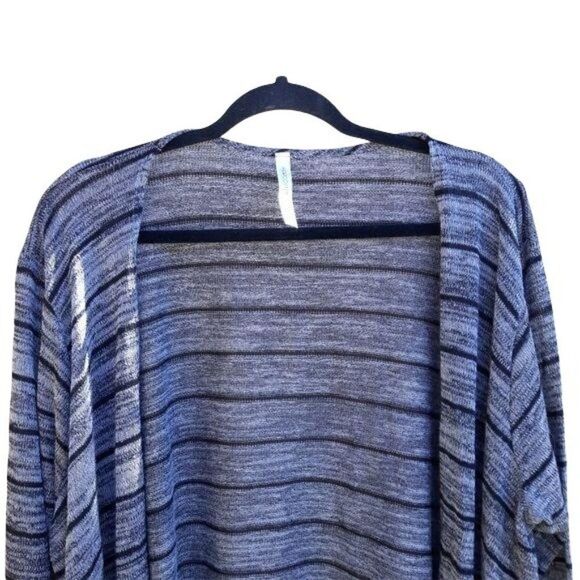 Forgotten Grace Open Waterfall Striped Lightweight Cardigan Gray‎ Black Sz 2X - Picture 4 of 10